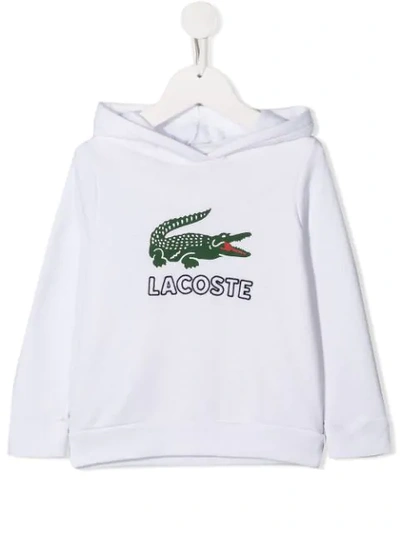 Lacoste Babies' Logo Print Hoodie In White