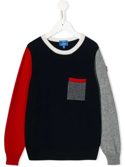 Fay Kids' Colour Blocked Jumper In Blue