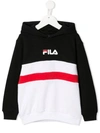 Fila Teen Striped Logo Hoodie In White