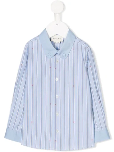 Gucci Babies' Striped Button Down Shirt In Blue