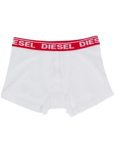 Diesel Kids' Logo Print Boxer Shorts In White