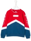 Gcds Kids' Colour-blocked Logo Sweatshirt In Red
