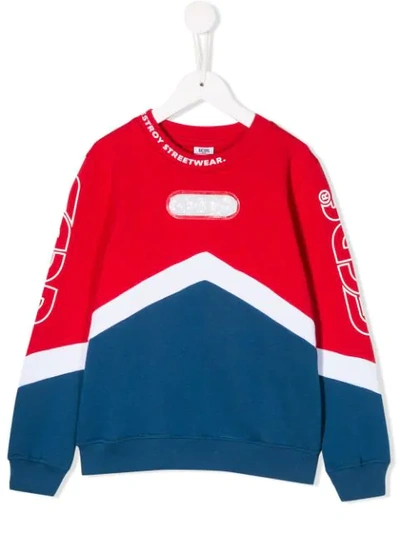 Gcds Kids' Colour-blocked Logo Sweatshirt In Red