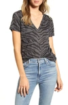 Rails Cara Tiger Stripe V-neck Tee In Charcoal Tiger Stripe