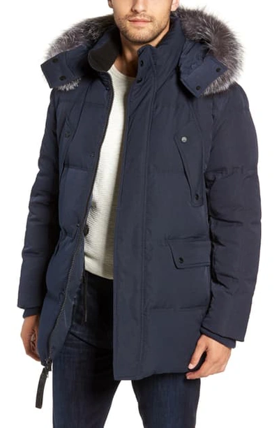 Andrew Marc Belmont Fox Fur-trimmed Quilted Parka In Ink