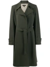 Theory Belted Trench Coat In Green