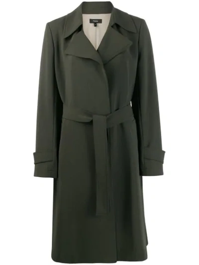 Theory Belted Trench Coat In Green