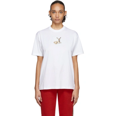 Burberry Deer Print Cotton T-shirt In White