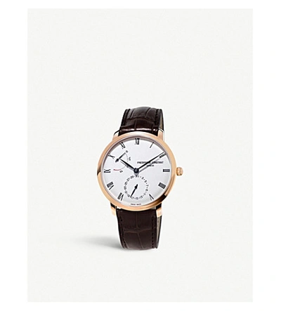 Frederique Constant Fc.723wr3s4 Slimline Rose-gold And Leather Watch In Rose Gold And Black