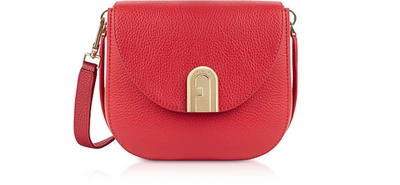 Furla Genuine Leather Sleek Mini Crossbody Bag In Fragola H (red)