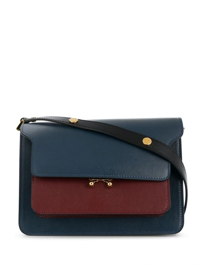 Marni Blue And Burgundy Saffiano Shoulder Bag