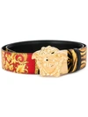 Versace Baroque-print Medusa-buckle Belt In Black