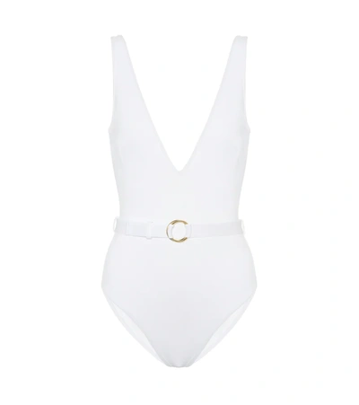 Melissa Odabash Belize Plunge-neck Belted Swimsuit In White
