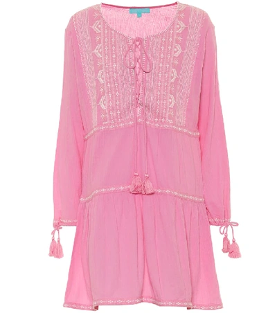 Melissa Odabash Millie Lace-up Embroidered Cotton Kaftan In Hammonds Of Knutsford