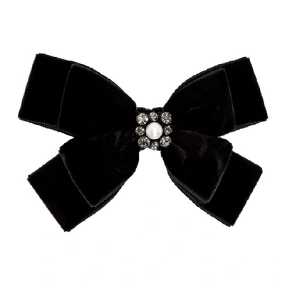 Erdem Faux Pearl-embellished Bow Hair Clip In Black