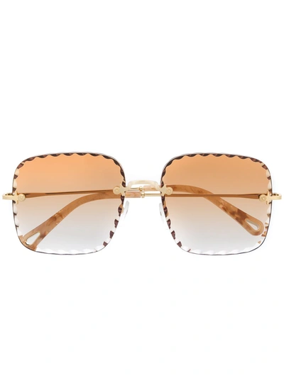 Chloé Rosie Oversized Square Metal Sunglasses In Gold