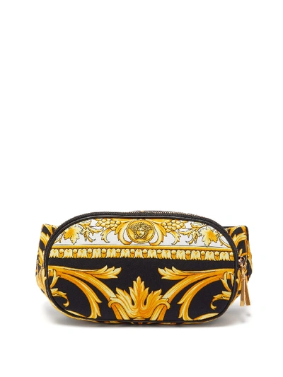 Versace Barocco-print Canvas Belt Bag In Black