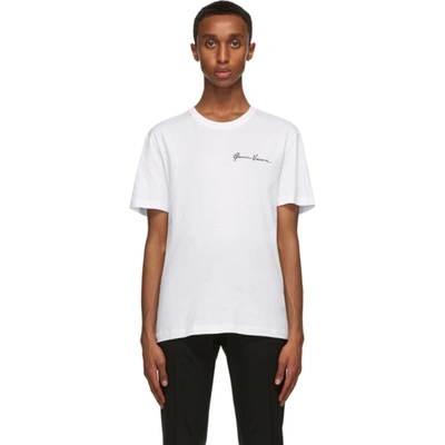 Versace Signature-embroidered Cotton-jersey T-shirt In White,black