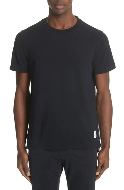 Thom Browne Cotton T-shirt With Striped Detail In Navy