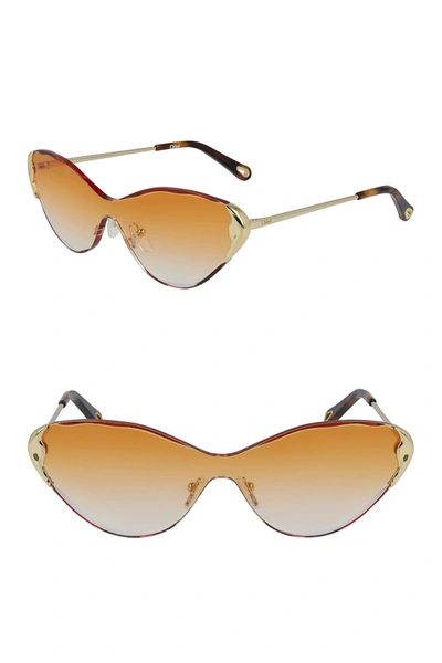 Chloé Curtis 60mm Cat Eye Shield Sunglasses In Gold/gradient Orange