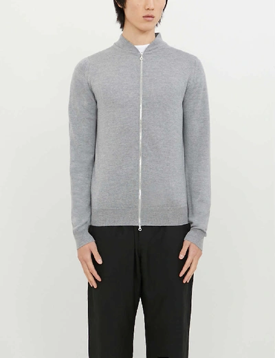 John Smedley Maclean Grey Wool Bomber Jacket In Silver