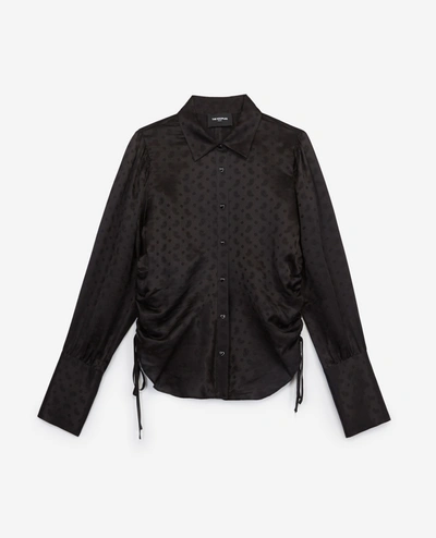 The Kooples Ruched Tonal Paisley Print Shirt In Black