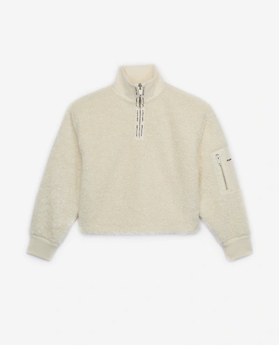 The Kooples Sport Sweatshirt In Ecru Mit Reissverschluss In Beige