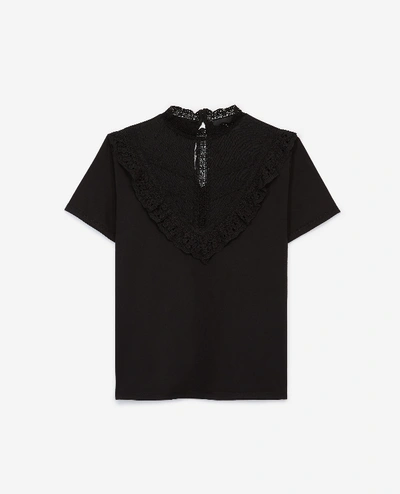 The Kooples Rock-style T-shirt With Black Lace