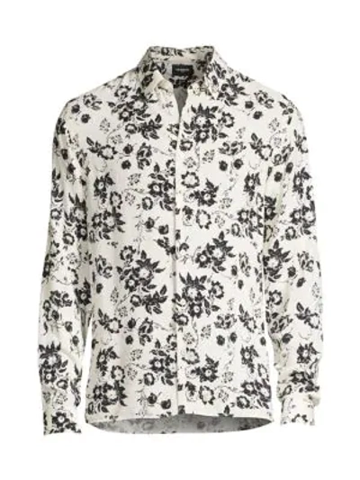 The Kooples White Classic-collar Shirt With Print In White/black