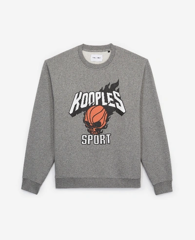 The Kooples Sport Loose Grey Sweatshirt W/print And Breast Logo In Middle Gray Melange