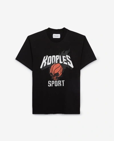 The Kooples Sport Black T-shirt W/motif, Basketball & Xxl Logo