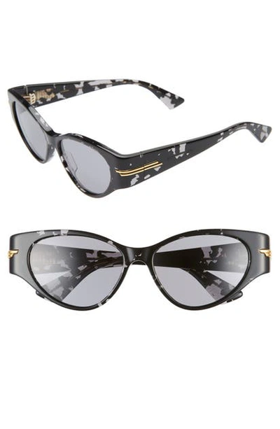 Bottega Veneta Women's Cat Eye Sunglasses, 55mm In Havana Black/ Grey