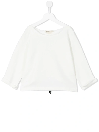 Andorine Kids' Oversized Toggle Detail Sweatshirt In White