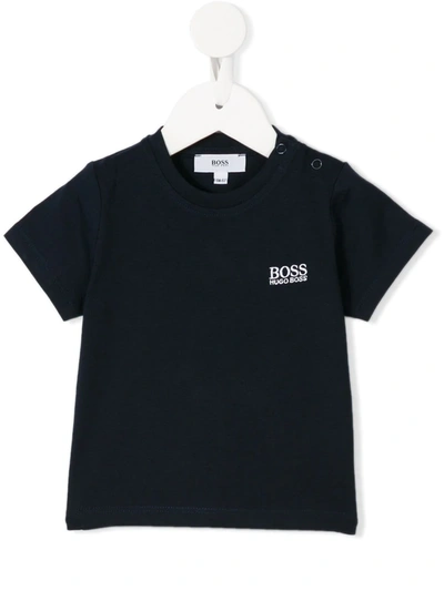 Hugo Boss Babies' Embroidered Logo T-shirt In Black
