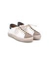 Pèpè Kids' Colour Panel Lace-up Sneakers In White