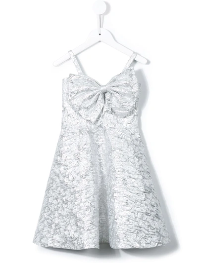 Little Bambah Kids' Slanted Bow Dress In Metallic