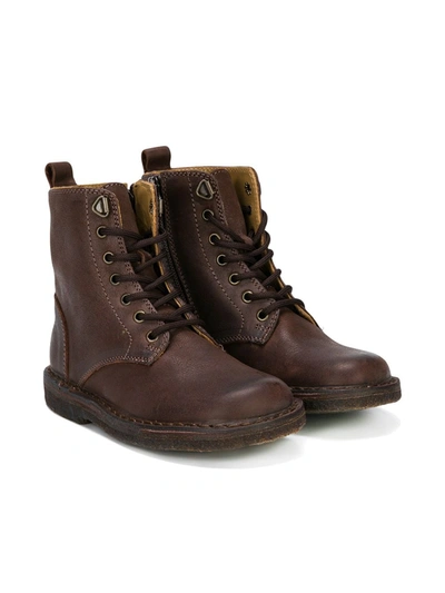 Pèpè Kids' Lace Up Ankle Boots In Brown