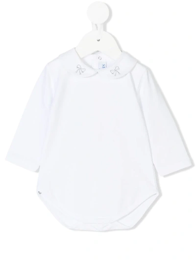 Siola Babies' Peter Pan-collar Ruffled-trim Body In White