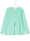 Cashmirino Kids' Pleated Hem Knitted Cardigan In Green