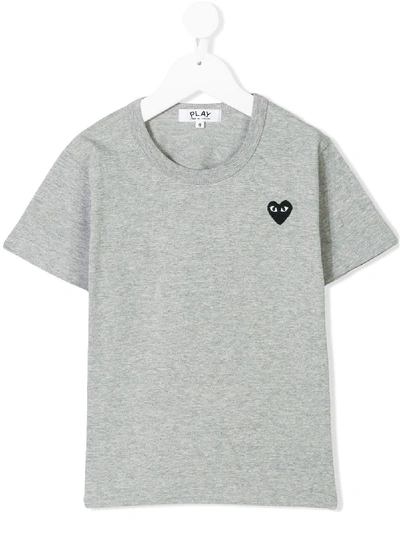 Comme Des Garçons Kids' Heart Logo T-shirt In Grey