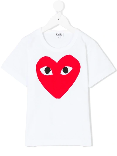 Comme Des Garçons Kids' Play T-shirt In Bianco