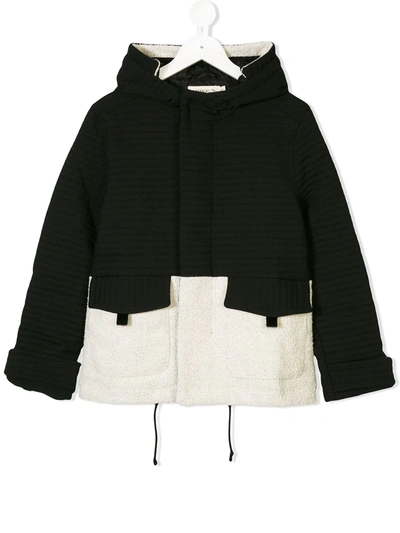 Andorine Kids' Faux Shearling Hooded Coat In Black