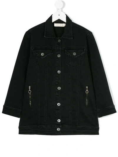 Andorine Kids' Embroidered Denim Jacket In Black