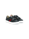 Gucci Kids' Children's Leather Sneaker With Web In Blue