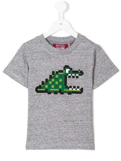 Mostly Heard Rarely Seen 8-bit Kids' Pixel Croc Print T-shirt In Grey