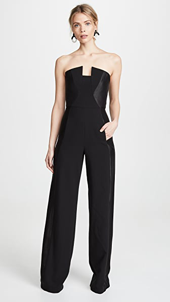 black halo strapless jumpsuit