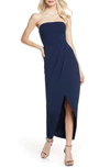 Wayf Angelique Strapless Tulip Hem Dress In Navy