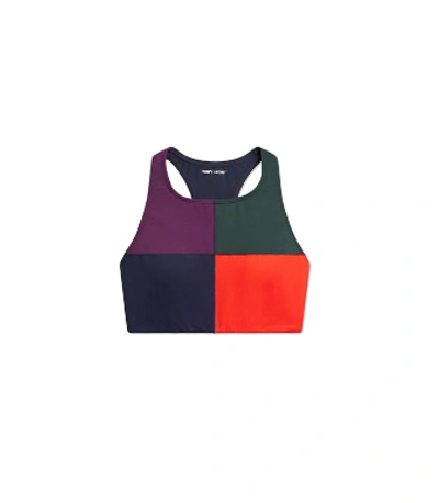 Tory Sport Color-block Mesh-back Sports Bra In Tory Navy Large Color Block