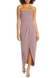 Wayf Angelique Strapless Tulip Hem Dress In Dark Orchid