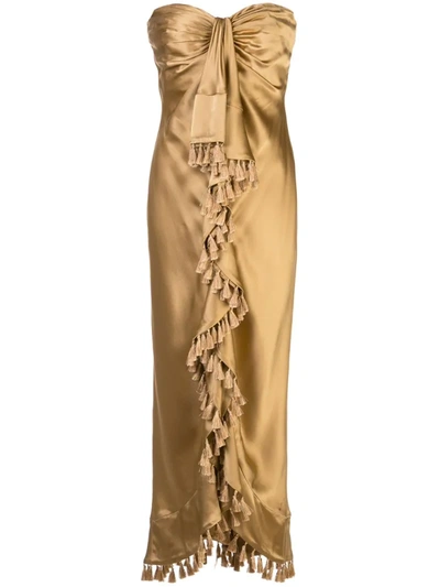 Cinq À Sept Women's Elise Tassel Trim Silk Dress In Gold